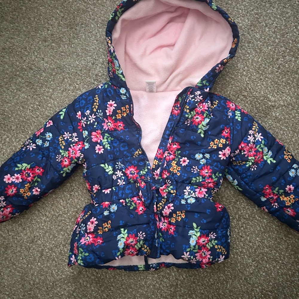 Navy and pink winter coat
